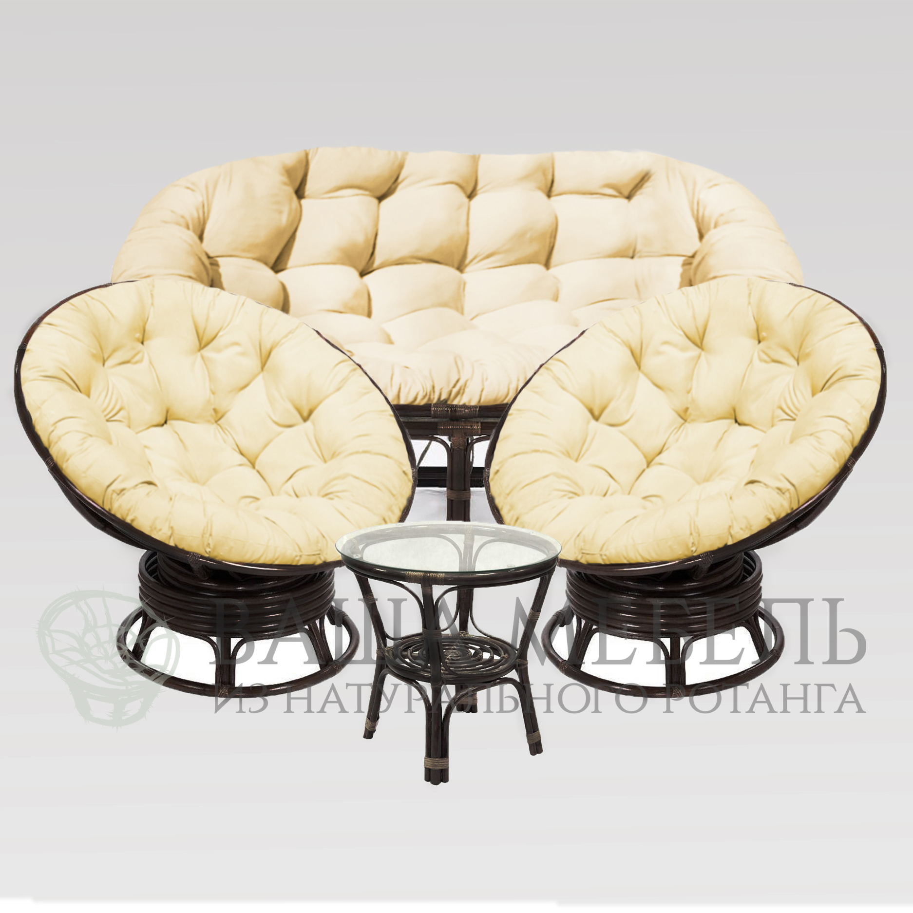 комплект мамасан папасан стол в ротанге